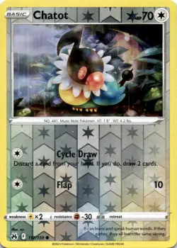 CHATOT 112/159 C CROWN ZENITH POKEMON REVERSE HOLO MP - Image 1