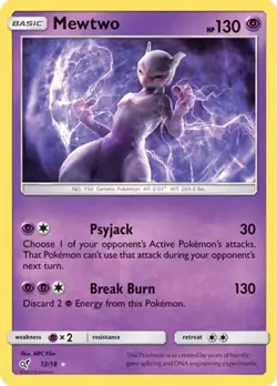 Mewtwo (#12/18) - Holofoil SM - Detective Pikachu HP Pokemon - Image 1