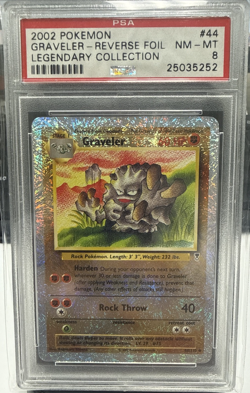 2002 POKEMON LEGENDARY COLLECTION 44/110 GRAVELER REVERSE FOIL PSA 8 - Image 1
