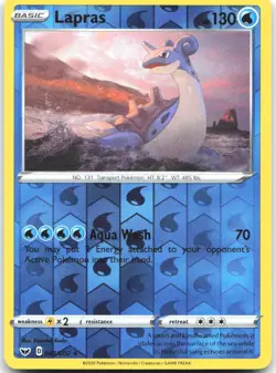 Lapras 048/202 Rare Sword & Shield Pokemon Reverse Holo Near Mint - Image 1