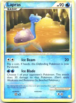 Lapras 24/123 Rare HeartGold & SoulSilver Pokemon Near Mint - Image 1