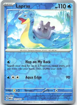 Lapras 131/165 Uncommon 151 Pokemon Reverse Holo Near Mint - Image 1