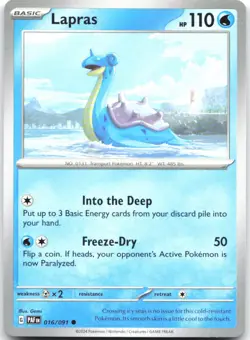 Lapras 016/091 Common Paldean Fates Pokemon Near Mint - Image 1