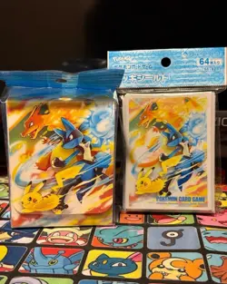 Pokemon Center Japan EXCLUSIVE Lucario Charizard Pikachu Deck Case and Sleeves - Image 1