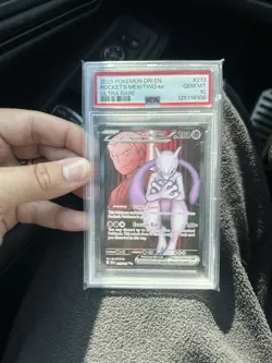 PSA 10 GEM MINT Pokemon Team Rocket’s Mewtwo ex Destined Rivals 213/182 - Image 1