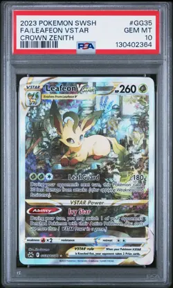 2023 POKEMON SWORD & SHIELD CROWN ZENITH #GG35 FULL ART/LEAFEON VSTAR PSA 10 - Image 1