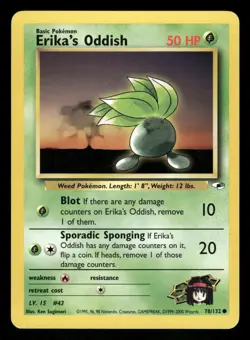 Erika's Oddish 78/132 NM Common Gym Heroes 2000 Pokemon TCG - Image 1