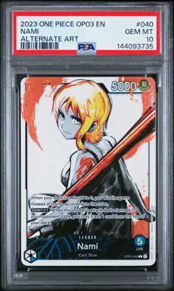 2023 ONE PIECE OP03-PILLARS OF STRENGTH ALTERNATE ART #040 NAMI PSA 10 - Image 1