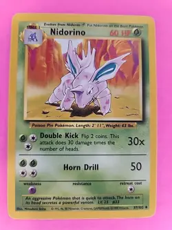 Nidorino Base Set Pokemon Card WOTC NM - Image 1