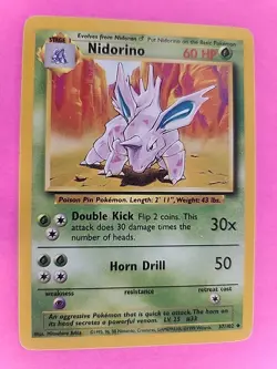 Nidorino Base Set Pokemon Card WOTC NM - Image 2