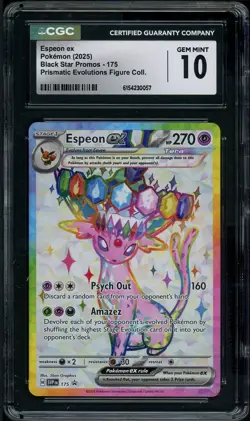 CGC 10 Gem Mint Espeon ex 175 SVP Black Star Promo Prismatic Evolutions Pokemon - Image 1