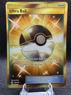 Pokemon TCG Ultra Ball Gold Secret Rare Holo Card Sun and Moon 161/149 - Image 1