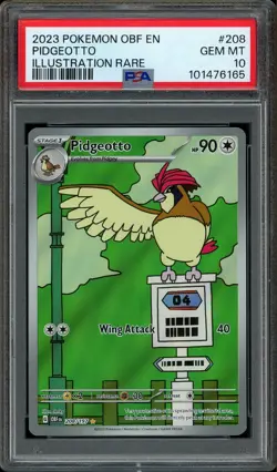 PSA 10 GEM Pidgeotto Obsidian Flames Illustration Rare Pokemon Card 208/197 - Image 1
