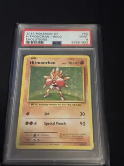 2016 HITMONCHAN HOLO XY EVOLUTIONS PSA 9 MINT #62/108 POKEMON CARD TCG WOTC - Image 1