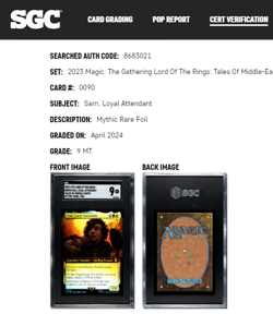 MTG Magic the Gathering Lord of Rings LOTR Foil Sam Loyal Attendant SGC 9 POP 1 - Image 3