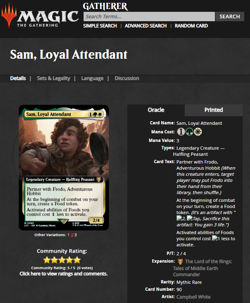 MTG Magic the Gathering Lord of Rings LOTR Foil Sam Loyal Attendant SGC 9 POP 1 - Image 4