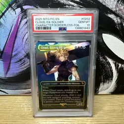 CLOUD, EX-SOLDIER CHARACTER BORDERLESS FOIL #0202 2025 MTG FINAL FANTASY PSA 10 - Image 1