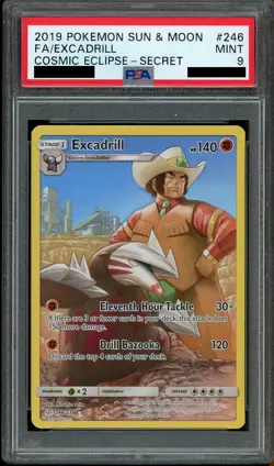 PSA 9 MINT Excadrill Cosmic Eclipse Full Art Secret Rare Pokemon Card 246/236 - Image 1