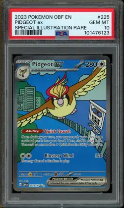 PSA 10 GEM Pidgeot ex SV: OBF Special Illustration Rare Pokemon Card 225/197 - Image 1