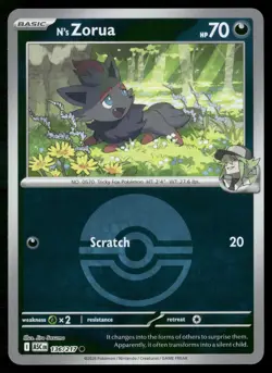 N's Zorua (Poke Ball) 136/217 Common Ascended Heroes Pokemon Reverse Holo NM - Image 1