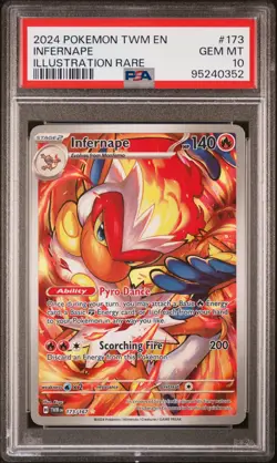 2024 POKEMON TWM EN-TWILIGHT MASQUERADE ILLUSTRATION RARE #173 INFERNAPE PSA 10 - Image 1