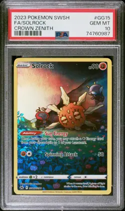2023 POKEMON SWORD & SHIELD CROWN ZENITH #GG15 FULL ART/SOLROCK PSA 10 - Image 1