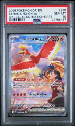 2025 POKEMON DRI EN-DESTINED RIVALS #230 ETHAN'S HO-OH EX PSA 10 - Image 1