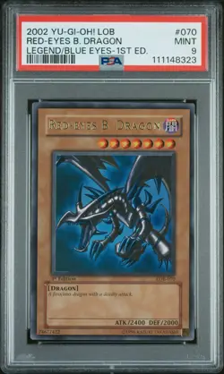 2002 YU-GI-OH! LOB-LEGEND OF BLUE EYES WHITE DRAGON RED-EYES B. DRAGON PSA 9 - Image 1