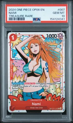 One Piece PSA 10 Nami Treasure Rare 2024 ST01-007 OP06 English - Image 1
