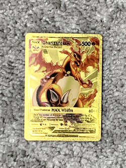 Rare Charizard DX HP500 Max Wildfire Gold Foil Fan Art Collector Card - Image 1