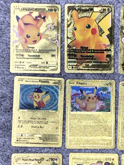 Set of 15 Pikachu & Complete 7 Card Cosplay Set Gold Foil Fan Art Cards MP - Image 2
