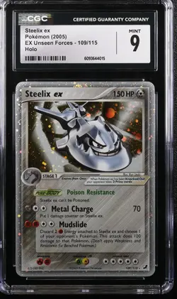 CGC 9 MINT Steelix Ex 109/115 Unseen Forces ultra Rare Holo Pokemon Card psa - Image 1