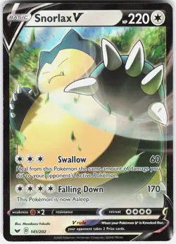 Snorlax V 141/202 Holo V Rare Sword & Shield Pokemon Near Mint - Image 1