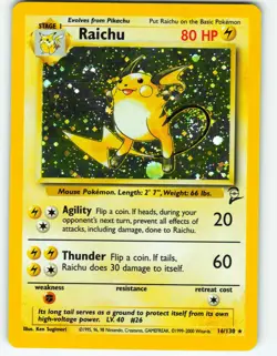 Raichu - Holo - 16/130 Base Set 2 - Pokemon TCG - 2000 - Image 1