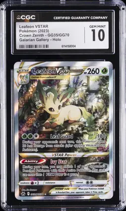 2023 POKEMON CROWN ZENITH GALARIAN GALLERY - HOLO LEAFEON VSTAR CGC 10 GEM MINT - Image 1
