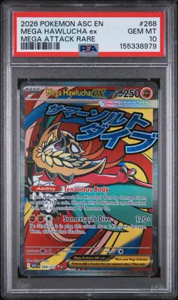Pokemon TCG Mega Hawlucha ex 268/217 Ascended Heroes Holofoil PSA 10 MINT ATTACK - Image 1