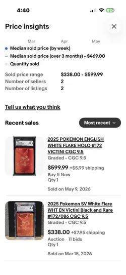 Pokemon TCG Victini 171/086 Black Bolt Holo CGC 9.5 Graded 80 HP (2025) - Image 3