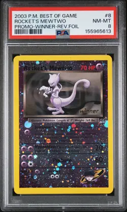 2003 POKEMON BEST OF GAME PROMO WINNER #8 ROCKET'S MEWTWO-REVERSE FOIL PSA 8 - Image 1