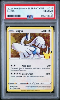 Pokemon Lugia Celebrations Holo Rare #022 PSA 10 Gem Mint 022/025 - Image 1