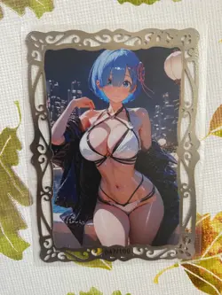 Rem - Re:Zero Goddess Story Waifu Metal Card Serial # 047/100 Double Sided LSP - Image 2