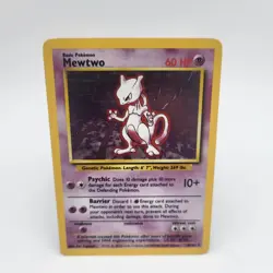 Pokemon TCG Mewtwo 10/102 Base Set Original Vintage Holo Card WOTC 1999 MP - Image 1