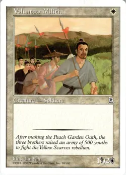 1999 Magic The Gathering Portal Three Kingdoms Volunteer Militia #30 Light Play - Image 1