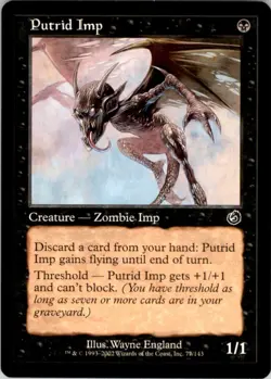 2002 Magic The Gathering Torment Putrid Imp #77 Light Play - Image 1