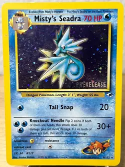 Pokemon TCG Misty's Seadra Prerelease Card 9/132 Gym Heroes Series MP - Image 1