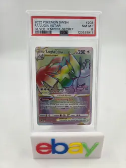 2022 POKEMON SWSH SILVER TEMPEST 202/195 LUGIA VSTAR SECRET RAINBOW RARE PSA 8 - Image 1