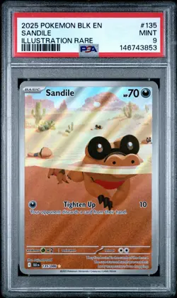 2025 POKEMON BLK EN-BLACK BOLT ILLUSTRATION RARE #135 SANDILE PSA 9 - Image 1