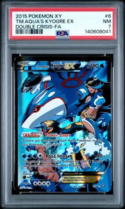 2015 POKEMON XY DOUBLE CRISIS #6 FULL ART/TEAM AQUA'S KYOGRE EX PSA 7 - Image 1