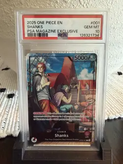 Bandai One Piece Shanks PSA Mag Exclusive EN PSA 10 OP09-001 - Image 1