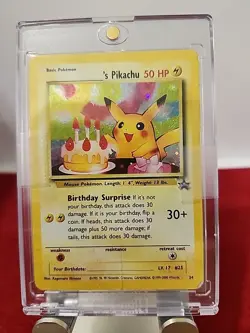 Birthday Pikachu Pokemon Black Star Promo 24 HEAVY PLAY / DMG. EN CHASE CARD - Image 1