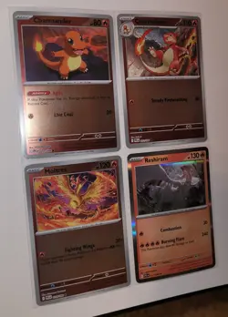 Pokemon TCG Fire Lot – Charmander Line + Moltres + Reshiram Holo/Reverse NM - Image 2